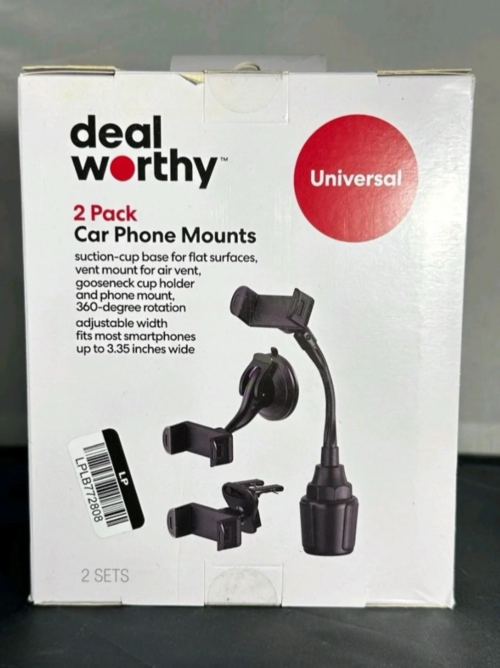 Black 2-Pack Universal Car Phone Mounts